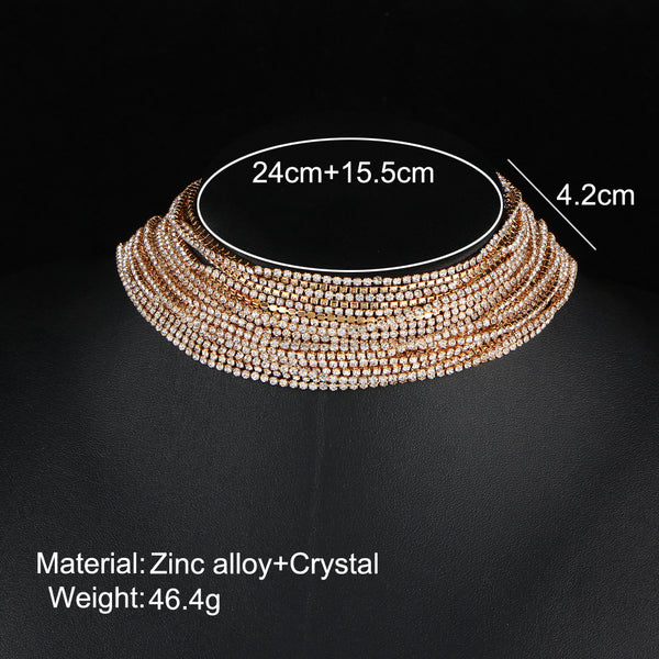 Multiple Layers Rhinestone Choker