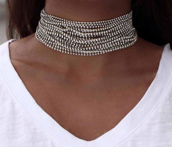 Multiple Layers Rhinestone Choker