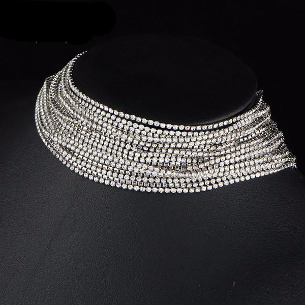 Multiple Layers Rhinestone Choker