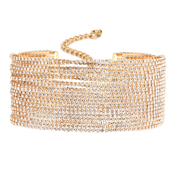 Multiple Layers Rhinestone Choker
