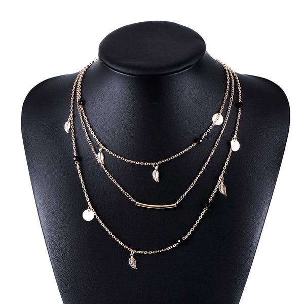 Gold & Silver Leaves Necklace
