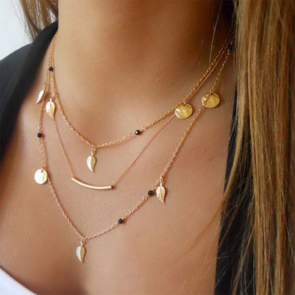Gold & Silver Leaves Necklace