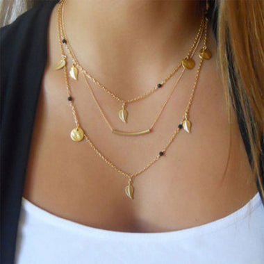 Gold & Silver Leaves Necklace