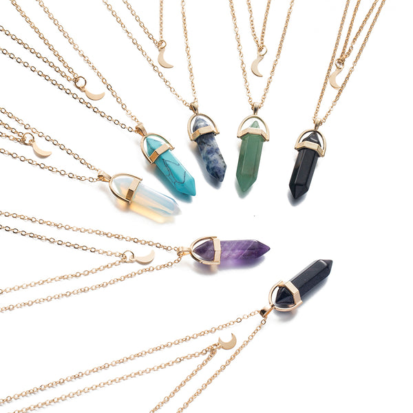 Natural Stone Moon Necklace