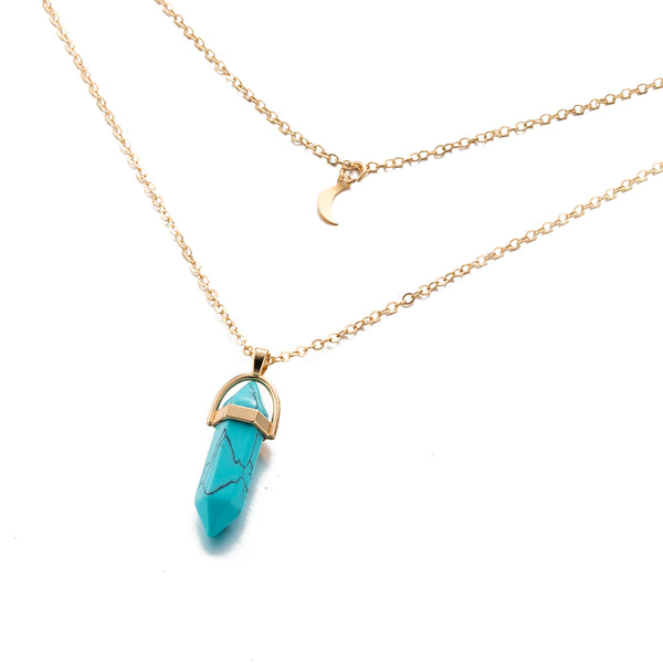 Natural Stone Moon Necklace