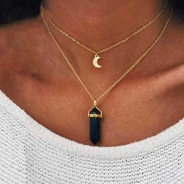 Natural Stone Moon Necklace