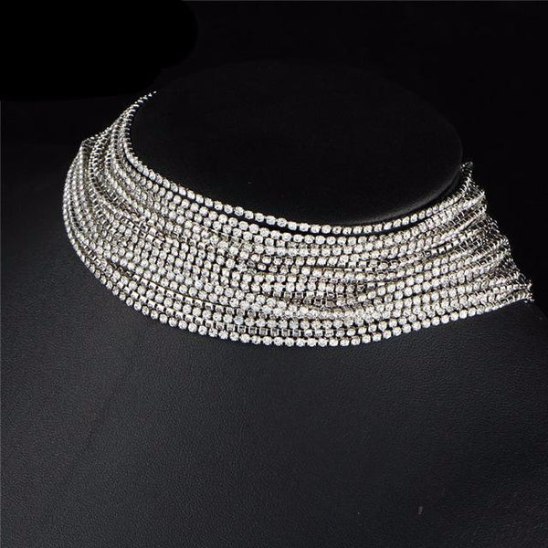 Multiple Layers Rhinestone Choker