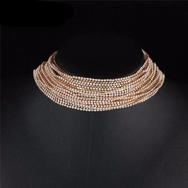 Multiple Layers Rhinestone Choker